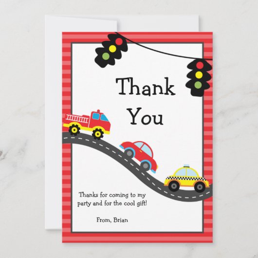 車の誕生会は感謝していしています サンキューカード (正面)