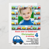 車の誕生日のパーティの招待状 招待状 (正面/裏面)