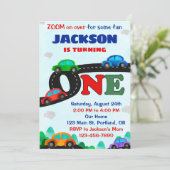 車の誕生日の招待ドライバボーイ最初の誕生日 招待状 (スタンド正面)