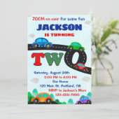 車の誕生日の招待ドライバー少年2歳の誕生日 招待状 (スタンド正面)