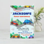 車の誕生日の招待ボーイトランスポート招待状 招待状 (スタンド正面)