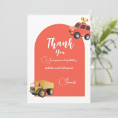 車の誕生日パーティー サンキューカード (スタンド正面)