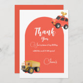 車の誕生日パーティー サンキューカード (正面/裏面)