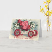 車の赤いバラの忘れユリの谷 – 私ではない カード (黄色い花)