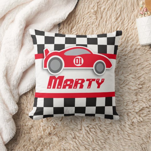 車の赤く青いチェック模様の旗の名前の枕をからかいます クッション (ブランケット)