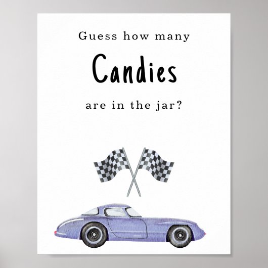 車の赤ちゃんシャワーキャンディゲームの数を推測 ポスター (正面)