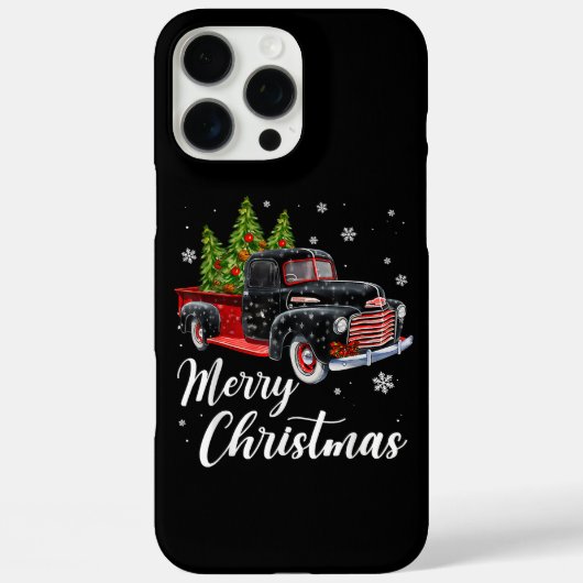 車の赤トラックのビンテージクリスマスシャツツリー Case-Mate iPhoneケース (裏面)