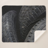 車の車の古いタイヤブラックロードトリップ シェルパブランケット (正面(横))