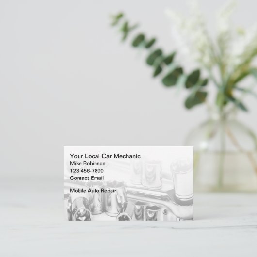 車の車の整備士修理 名刺 (スタンド正面)