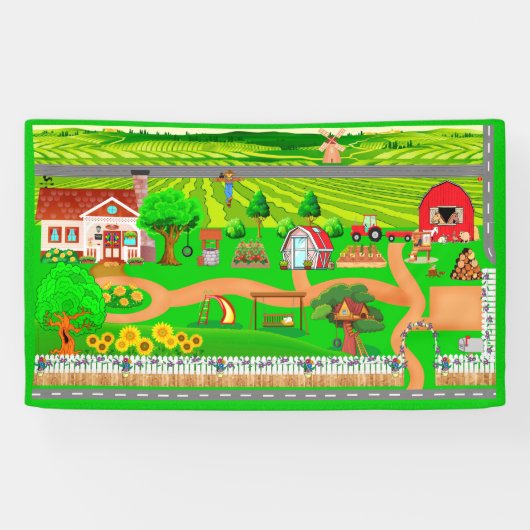 車の農業道路3x5バナー 横断幕 (横)