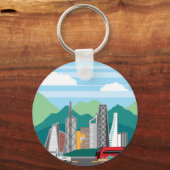 車の都市景観 キーホルダー (正面)