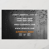 車の金属面を洗う水滴のフライヤー チラシ (裏面)