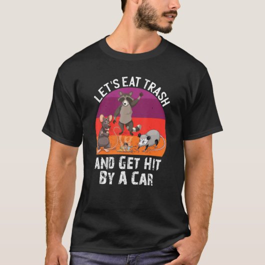車の食べオポッサム・ラッコに殴られる Tシャツ (正面)