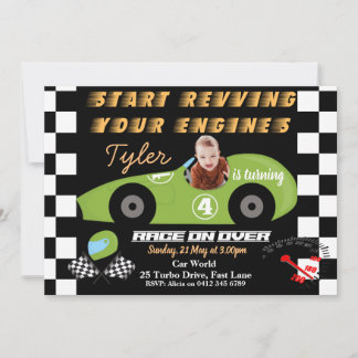 車の4歳誕生日男子招待状 招待状