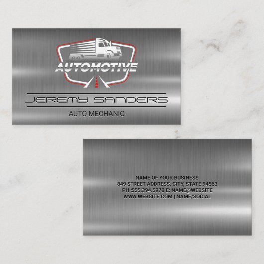 車の |整備士 |金属 名刺 (正面/裏面)