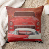 車のChevyクラシックなBel Airのごまかしの赤く白いヴィンテージ クッション (ブランケット)