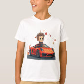 車のTシャツが大好きな少年 Tシャツ (正面)