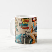 車はアメリカのヴィンテージポスターを通って旅行する。66，ルート コーヒーマグカップ (正面左)