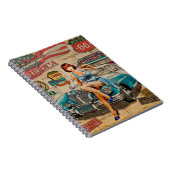 車はアメリカのヴィンテージポスターを通って旅行する。66,ルート ノートブック (右側)