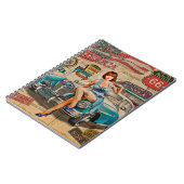 車はアメリカのヴィンテージポスターを通って旅行する。66,ルート ノートブック (左側)