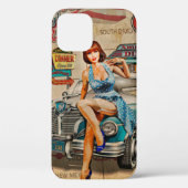 車はアメリカのヴィンテージポスターを通って旅行する。66，ルート Case-Mate iPhoneケース (裏面)