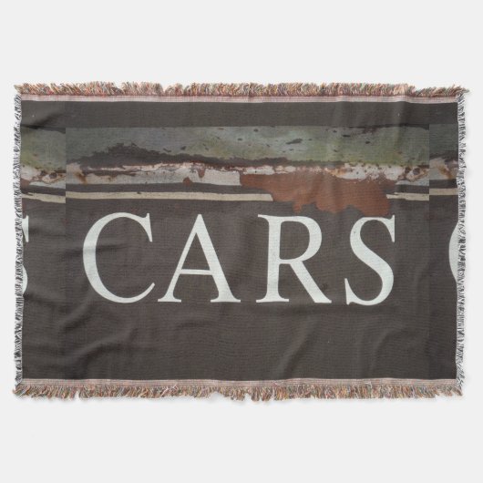 車はアンティーク牽引トラックにサインする。車、錆びた金属 スローブランケット (正面)