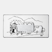 車はキャラバンと温室を牽引している。おもしろい デスクマット (キーボード&マウス)