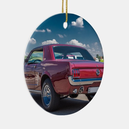 車はムスタング赤い筋肉モーターギアの金属を遊ばします セラミックオーナメント (右)