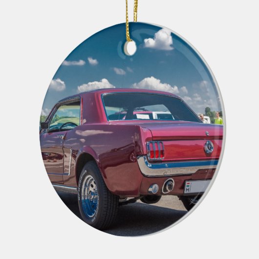 車はムスタング赤い筋肉モーターギアの金属を遊ばします セラミックオーナメント (左)