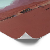 車は砂漠の山の風景に駐車されている ポスター (角)