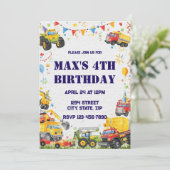 車やトラックの水彩画の誕生日招待状 招待状 (スタンド正面)
