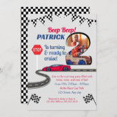 車をテーマにした男の子のための第2の誕生日招待状 招待状 (正面/裏面)