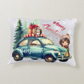 車を乗せたクリスマスアクセント枕 アクセントクッション (裏面)