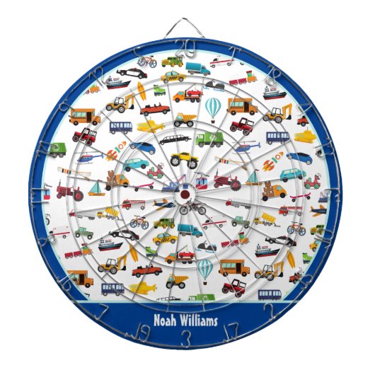 車を動かす小さな男の子の事子供の名前 ダーツボード (正面)