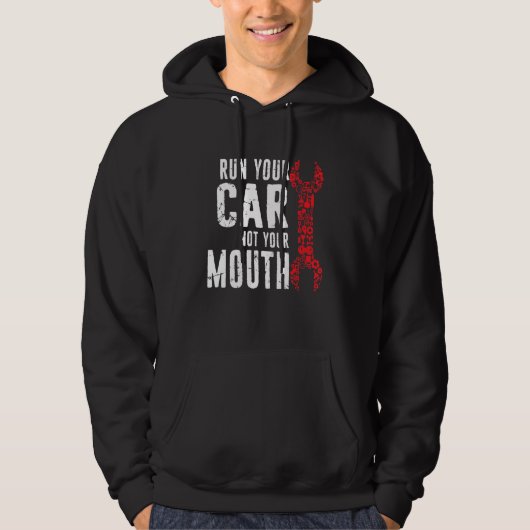 車を走らせろ 口を走らせるな ガレージ メカニック Tシャツ (正面)