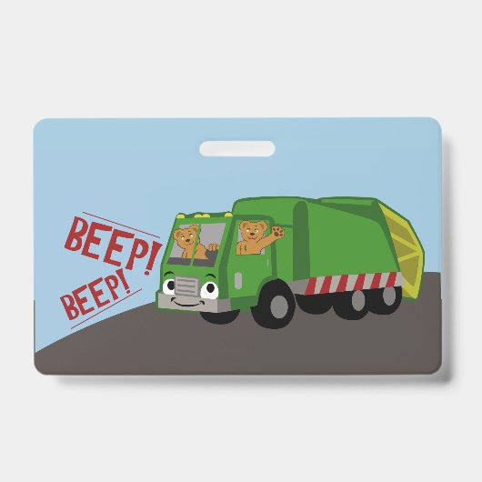 車を運転するクマ バッジ (正面)