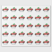 車を運転するボクサー犬 – クリスマスツリーを上に ラッピングペーパー (フラット)