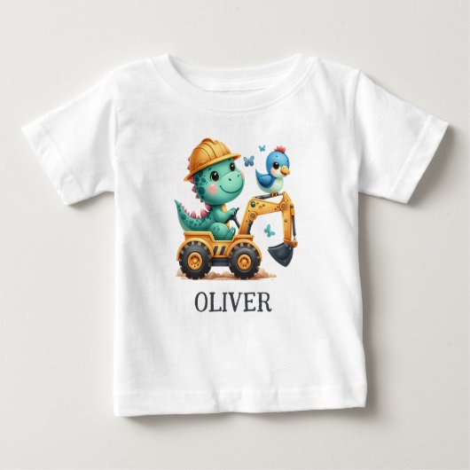 車を運転する可愛いトレックス建築 ベビーTシャツ (正面)