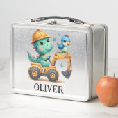 車を運転する可愛いトレックス建築 メタルランチボックス (インサイチュ)