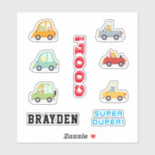 車カッコいいとトラックの少年の動物 シール (シート)