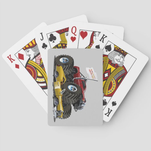 車カッコいいのスケッチを押し潰す怪物トラック トランプ (裏面)