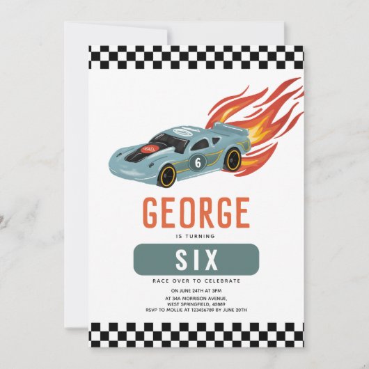 車クールとフレイムボーイズ第6誕生日 招待状 (正面)