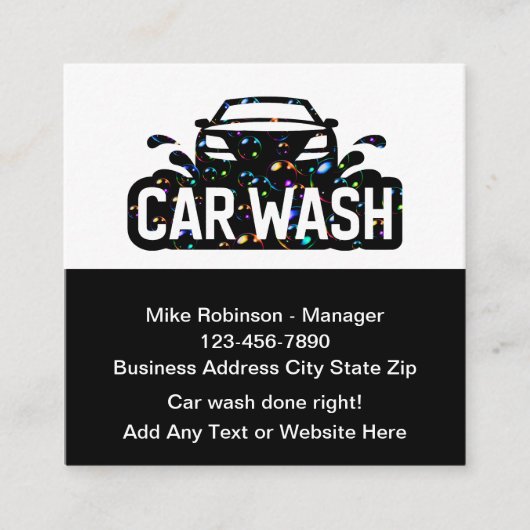 車クール洗いバブル車の名刺 スクエア名刺 (正面)