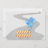 車ストップ車の男の子の誕生日を閉じるトラフィック 招待状 (裏面)