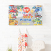 車ストップ車の男の子の誕生日を閉じるトラフィック 横断幕 (インサイチュ)