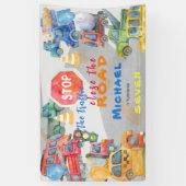 車ストップ車の男の子の誕生日を閉じるトラフィック 横断幕 (縦)