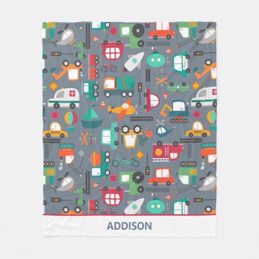 車トラックの子どもパタパーソナライズされたーン フリースブランケット (正面)