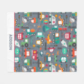 車トラックの子どもパタパーソナライズされたーン フリースブランケット (正面(横))