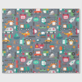 車トラック車キッズパターン ラッピングペーパー (フラット)