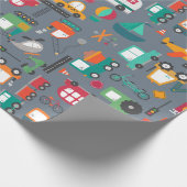 車トラック車キッズパターン ラッピングペーパー (角)